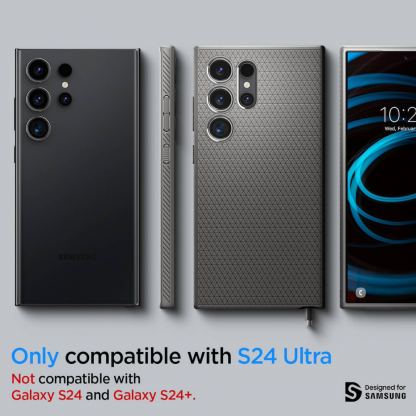 Spigen Liquid Air Case - силиконов (TPU) калъф с висока степен на защита за Samsung Galaxy S24 Ultra (сив) 13