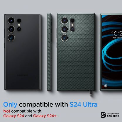 Spigen Liquid Air Case - силиконов (TPU) калъф с висока степен на защита за Samsung Galaxy S24 Ultra (зелен) 13