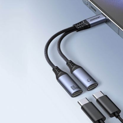 Joyroom USB-C Male to 2xUSB-C Female Audio Adapter DAC - активен USB-C адаптер с 2xUSB-C изхода за устройства с USB-C порт (черен) 2