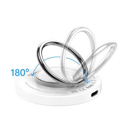 Choetech USB-C Magnetic Wireless Qi Charger Qi15W-A30 - поставка (пад) за безжично зареждане за iPhone с Magsafe (бял) 3