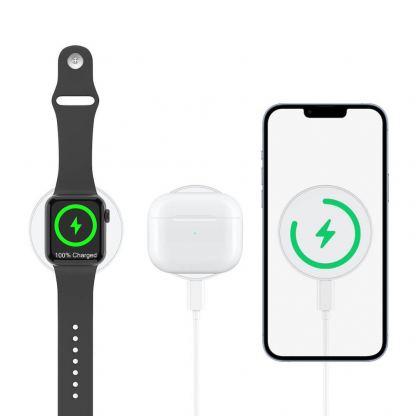 Choetech USB-C Magnetic Wireless Qi Charger Qi15W-A30 - поставка (пад) за безжично зареждане за iPhone с Magsafe (бял) 4