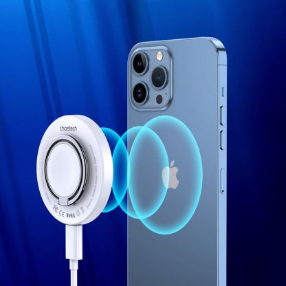 Choetech USB-C Magnetic Wireless Qi Charger Qi15W-A30 - поставка (пад) за безжично зареждане за iPhone с Magsafe (бял) 8