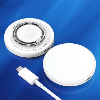 Choetech USB-C Magnetic Wireless Qi Charger Qi15W-A30 - поставка (пад) за безжично зареждане за iPhone с Magsafe (бял) 10