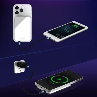 Hinovo Magnetic Wireless Power Bank 5000 mAh 20W - преносима външна батерия с USB-C порт и безжично зареждане с MagSafe (сребрист) 3