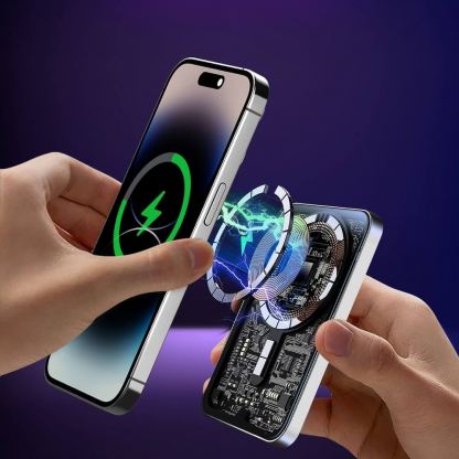 Hinovo Magnetic Wireless Power Bank 5000 mAh 20W - преносима външна батерия с USB-C порт и безжично зареждане с MagSafe (сребрист) 6