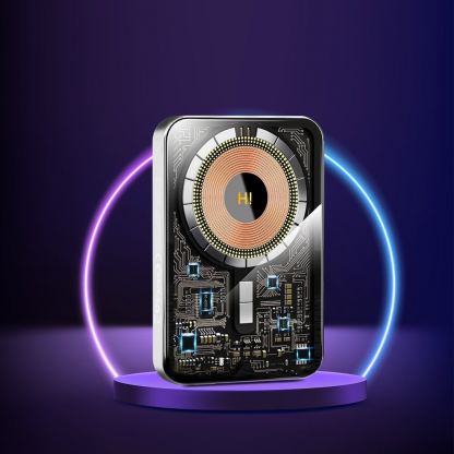 Hinovo Magnetic Wireless Power Bank 5000 mAh 20W - преносима външна батерия с USB-C порт и безжично зареждане с MagSafe (сребрист) 8