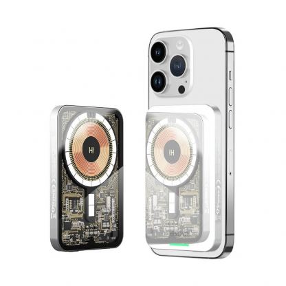 Hinovo Magnetic Wireless Power Bank 5000 mAh 20W - преносима външна батерия с USB-C порт и безжично зареждане с MagSafe (сребрист) 10