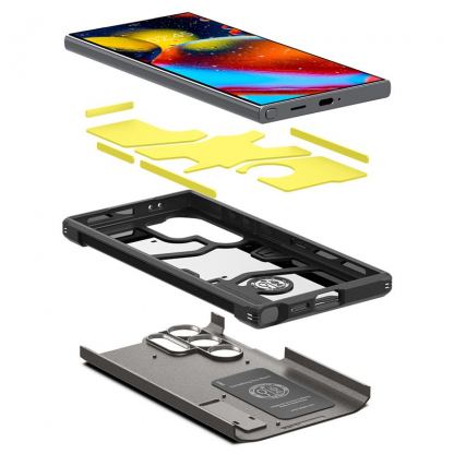 Spigen Tough Armor Case - хибриден кейс с най-висока степен на защита за Samsung Galaxy S24 Ultra (тъмносив) 6