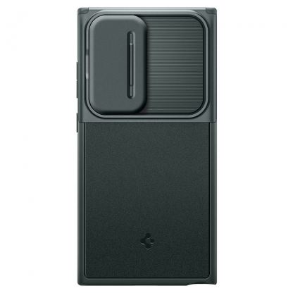 Spigen Optik Armor Case - тънък качествен силиконов (TPU) калъф с капак за камерата за Samsung Galaxy S24 Ultra (зелен) 3