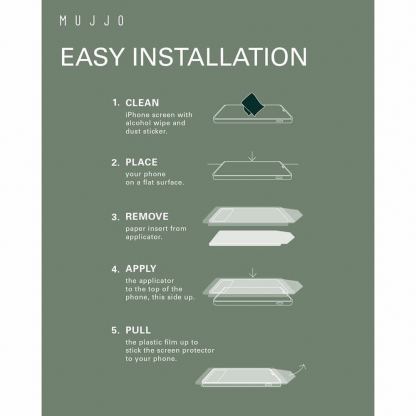 Mujjo Full Cover Tempered Glass 2 Pack - 2 броя стъклени защитни покрития за дисплея на iPhone 15 Pro Max (черен-прозрачен) 3