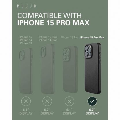 Mujjo Full Cover Tempered Glass 2 Pack - 2 броя стъклени защитни покрития за дисплея на iPhone 15 Pro Max (черен-прозрачен) 5