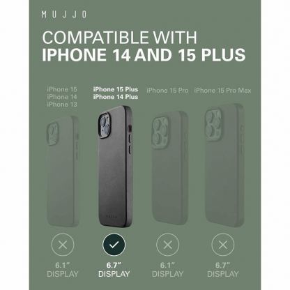 Mujjo Full Cover Tempered Glass 2 Pack - 2 броя стъклени защитни покрития за дисплея на iPhone 15 Plus (черен-прозрачен) 5