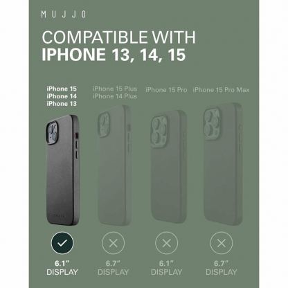 Mujjo Full Cover Tempered Glass 2 Pack - 2 броя стъклени защитни покрития за дисплея на iPhone 15 (черен-прозрачен) 5