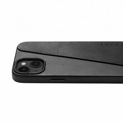 Mujjo Full Leather MagSafe Wallet Case - премиум кожен (естествена кожа) кейс с MagSafe за iPhone 15 Plus, iPhone 14 Plus (черен) 4