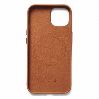 Mujjo Full Leather MagSafe Wallet Case - премиум кожен (естествена кожа) кейс с MagSafe за iPhone 15 Plus, iPhone 14 Plus (кафяв) 9