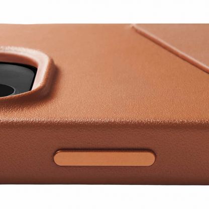 Mujjo Full Leather Wallet Case - премиум кожен (естествена кожа) кейс за iPhone 15 Plus, iPhone 14 Plus (кафяв) 3
