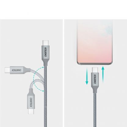Choetech USB-C to USB-C Fast Charging Cable 100W - USB-C към USB-C кабел за устройства с USB-C порт (180 см) (черен) 10