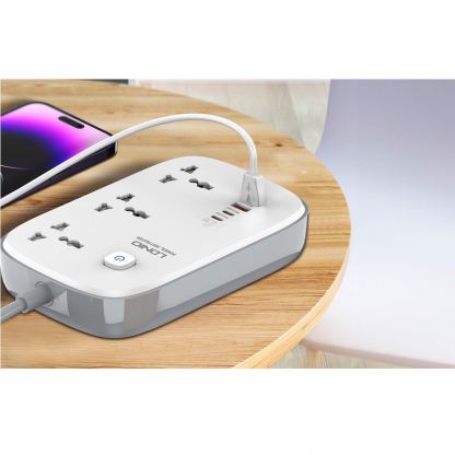 LDNIO GaN Desktop Power Strip With USB-C Hub 65W - разклонител с 3 AC изхода и вградени 2хUSB-C и 2хUSB-A изхода за мобилни устройства (бял) 7