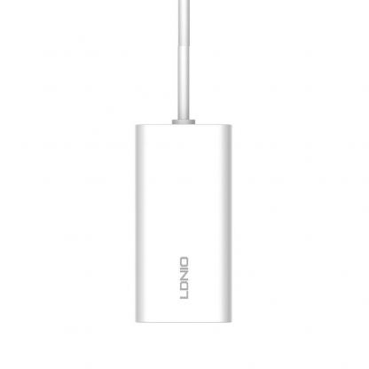 LDNIO Fast Desktop Wall Charger 65W - захранване за ел. мрежа за лаптопи, смартфони и таблети с 2xUSB-A и 2xUSB-C изходи с технология за бързо зареждане и USB-C кабел (бял) 2