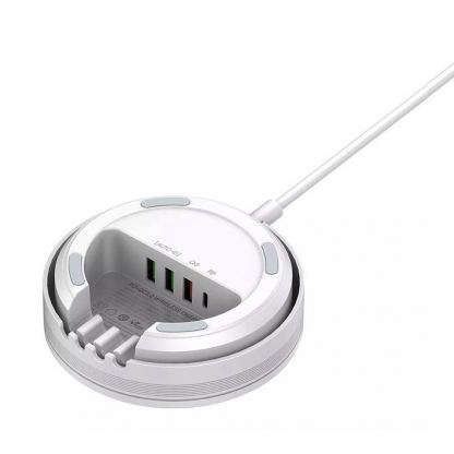 LDNIO AW003 Wireless Desktop Charger 32W - поставка (пад) с до 15W безжично захранване, USB-A и USB-C изходи за зареждане на мобилни устройства (бял) 4