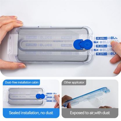 Blueo Receiver HD Tempered Glass - стъклено защитно покритие за дисплея на дисплея на iPhone 15 Pro (черен-прозрачен)  4