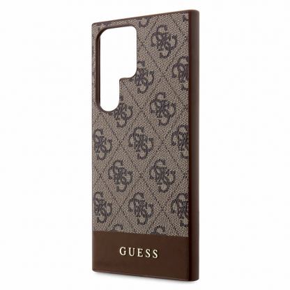 Guess PU 4G Stripe Leather Hard Case - дизайнерски кожен кейс за Samsung Galaxy S24 Ultra (кафяв) 4