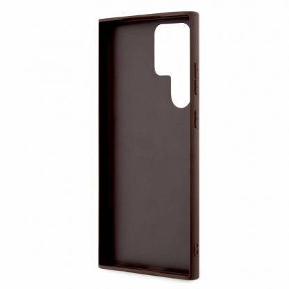 Guess PU 4G Stripe Leather Hard Case - дизайнерски кожен кейс за Samsung Galaxy S24 Ultra (кафяв) 5