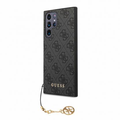 Guess PU 4G Charms Collection Leather Hard Case - дизайнерски кожен кейс за Samsung Galaxy S24 Ultra (сив) 2