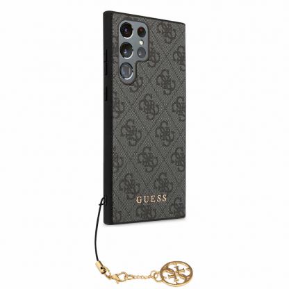 Guess PU 4G Charms Collection Leather Hard Case - дизайнерски кожен кейс за Samsung Galaxy S24 Ultra (сив) 4