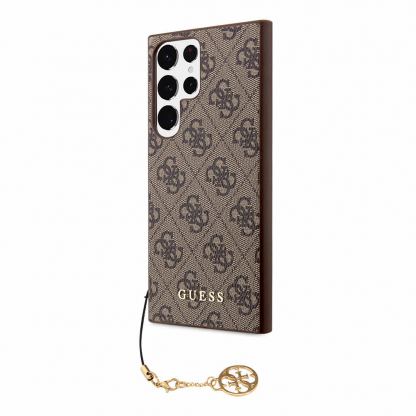 Guess PU 4G Charms Collection Leather Hard Case - дизайнерски кожен кейс за Samsung Galaxy S24 Ultra (кафяв) 2