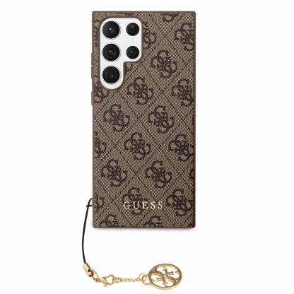 Guess PU 4G Charms Collection Leather Hard Case - дизайнерски кожен кейс за Samsung Galaxy S24 Ultra (кафяв) 3