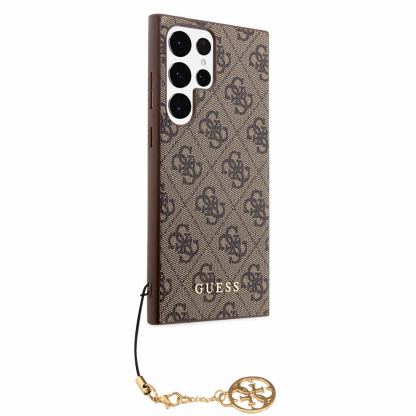 Guess PU 4G Charms Collection Leather Hard Case - дизайнерски кожен кейс за Samsung Galaxy S24 Ultra (кафяв) 4