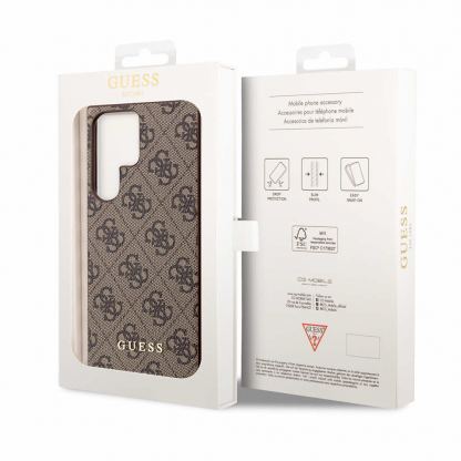 Guess PU 4G Charms Collection Leather Hard Case - дизайнерски кожен кейс за Samsung Galaxy S24 Ultra (кафяв) 7