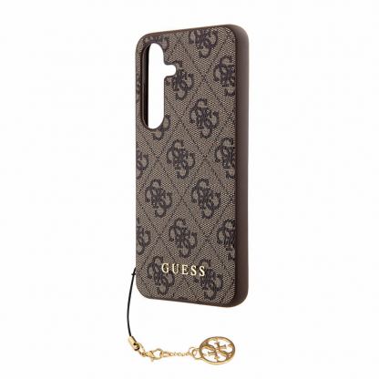 Guess PU 4G Charms Collection Leather Hard Case - дизайнерски кожен кейс за Samsung Galaxy S24 Plus (кафяв) 5