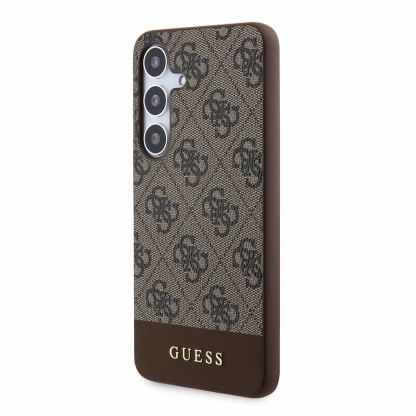 Guess PU 4G Stripe Leather Hard Case - дизайнерски кожен кейс за Samsung Galaxy S24 (кафяв) 2