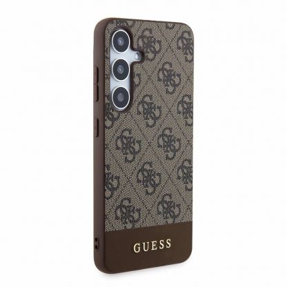 Guess PU 4G Stripe Leather Hard Case - дизайнерски кожен кейс за Samsung Galaxy S24 (кафяв) 4