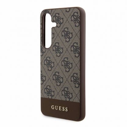 Guess PU 4G Stripe Leather Hard Case - дизайнерски кожен кейс за Samsung Galaxy S24 (кафяв) 5