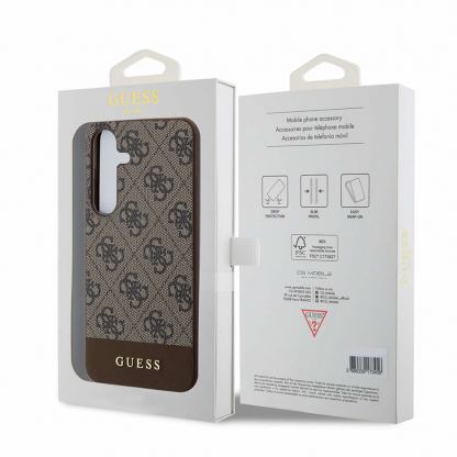 Guess PU 4G Stripe Leather Hard Case - дизайнерски кожен кейс за Samsung Galaxy S24 (кафяв) 7