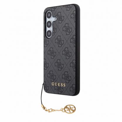 Guess PU 4G Charms Collection Leather Hard Case - дизайнерски кожен кейс за Samsung Galaxy S24 (сив) 2