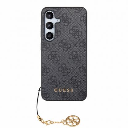 Guess PU 4G Charms Collection Leather Hard Case - дизайнерски кожен кейс за Samsung Galaxy S24 (сив) 3