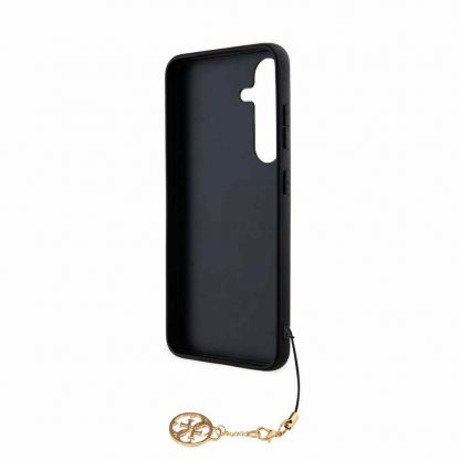 Guess PU 4G Charms Collection Leather Hard Case - дизайнерски кожен кейс за Samsung Galaxy S24 (сив) 6