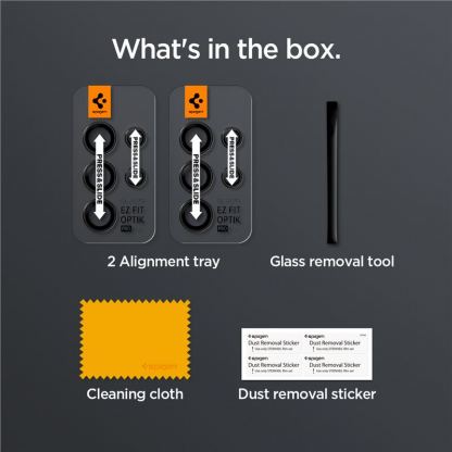 Spigen Optik.tR EZ Fit Tempered Glass 2 Pack - 2 комплекта предпазни стъклени лещи за камерата на Samsung Galaxy S24 Ultra (черен) 10