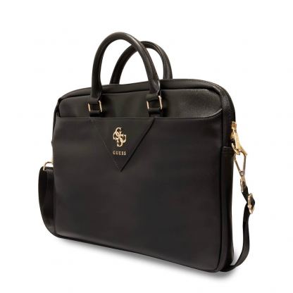 Guess PU Grained 4G Metal Logo Laptop Bag 16 - луксозна дизайнерска чанта с дръжки и презрамка за преносими компютри до 16 инча (черен) 2