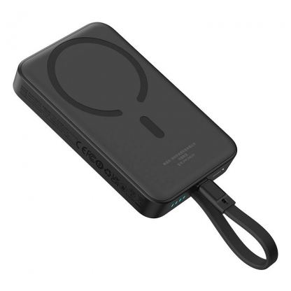 Baseus Magnetic Mini Wireless Charging Power Bank 10000 mAh 30W (P1002210B113) - преносима външна батерия вграден USB-C кабел, USB-C порт и безжично зареждане с MagSafe (черен)  4