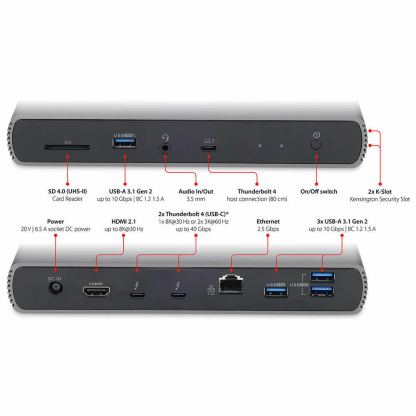 LMP USB-C ThunderDock - мултифункционален хъб за свързване на допълнителна периферия за компютри с USB-C (тъмносив) 2