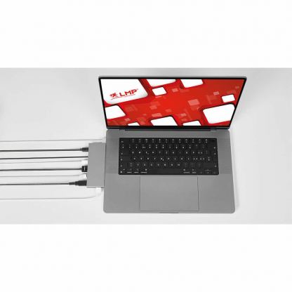 LMP USB-C Compact Dock 2 - мултифункционален хъб за свързване на допълнителна периферия за компютри с USB-C (тъмносив) 2