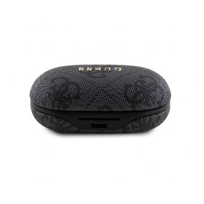 Guess 4G PU Metal Logo True Wireless 5.3 Stereo TWS Headset - безжични блутут слушалки със зареждащ кейс за мобилни устройства (черен)  3