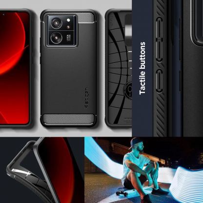 Spigen Rugged Armor Case - тънък качествен силиконов (TPU) калъф за Xiaomi 13T, Xiaomi 13T Pro (черен) 4