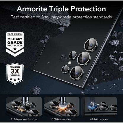 ESR Tempered Glass Camera Lens Protector - предпазни стъклени лещи за камерата на Samsung Galaxy S24 Ultra (черен) 3