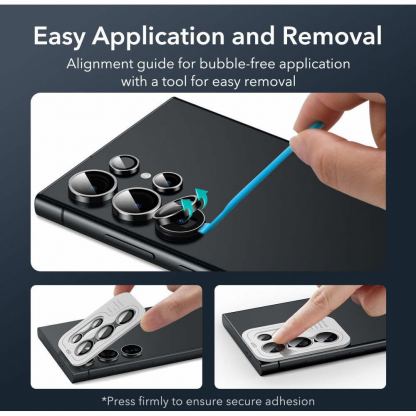ESR Tempered Glass Camera Lens Protector - предпазни стъклени лещи за камерата на Samsung Galaxy S24 Ultra (черен) 7